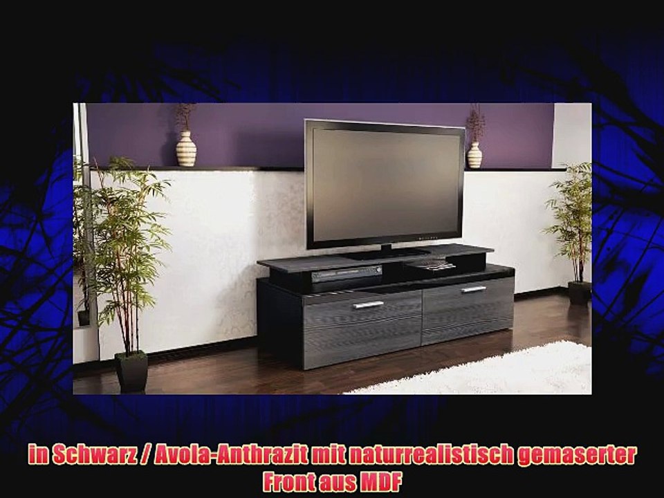 TV Board Lowboard Atlanta in Schwarz / Avola-Anthrazit mit TV-Aufsatz