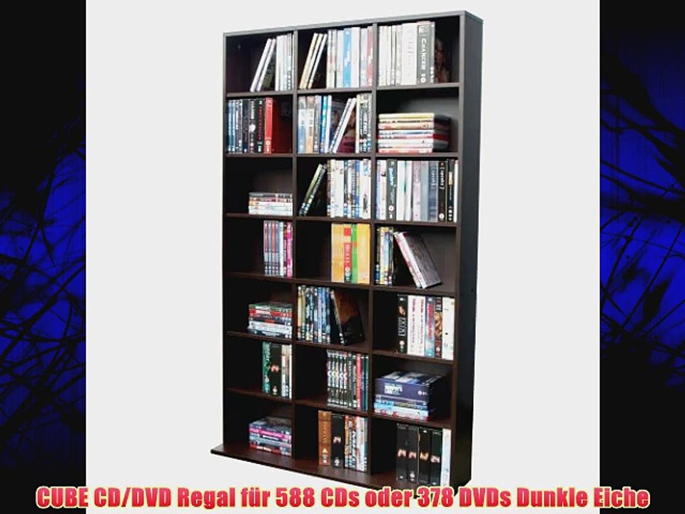 CUBE CD/DVD Regal f?r 588 CDs oder 378 DVDs Dunkle Eiche