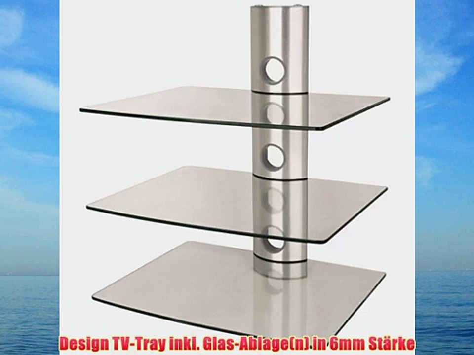 NEG Multimedia TV-Rack SUSPENDER 503S (silber) mit drei Glas-Ablagen und Kabelmanagement-System