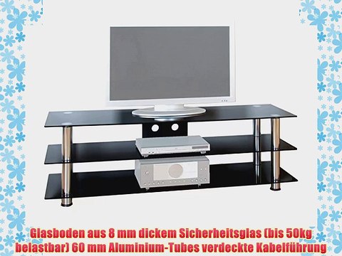 Gro?er Glas TV Tisch Fernsehtisch Rack Schwarzglas Regal aus 8 mm Sicherheitsglas 1585 x 46