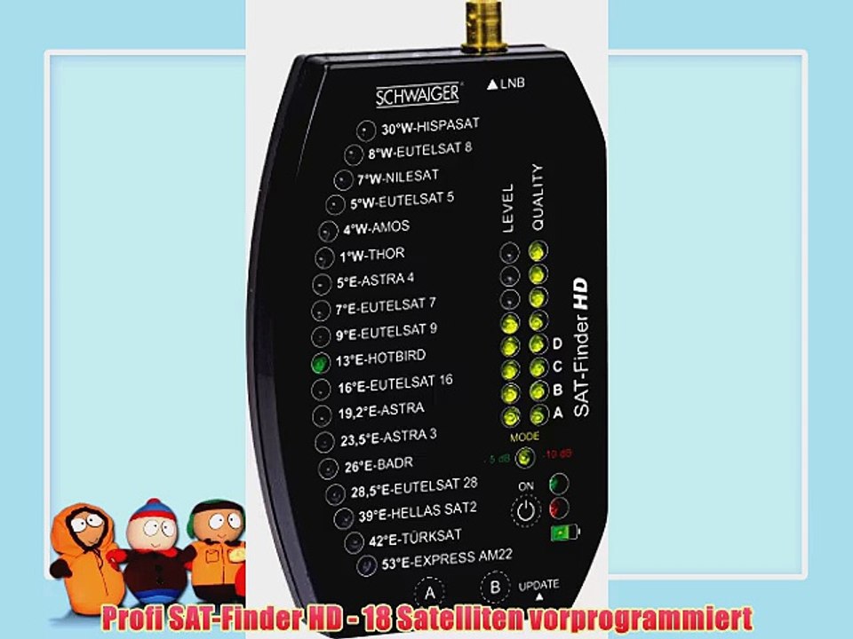 Schwaiger GmbH SF9002011 Digitaler Sat-Finder HD zur Ausrichtung wie vom Profi - 18 Satelliten