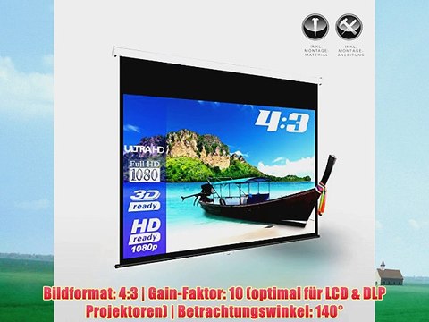 eSmart Germany Rollo Leinwand MIROLO | Gesamtbreite 221cm | Darstellungsfl?che 203cm x 152cm