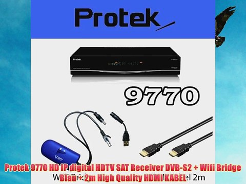 Protek 9770 HD IP digital HDTV SAT Receiver DVB-S2 Wifi Bridge Blau 2m High Quality HDMI