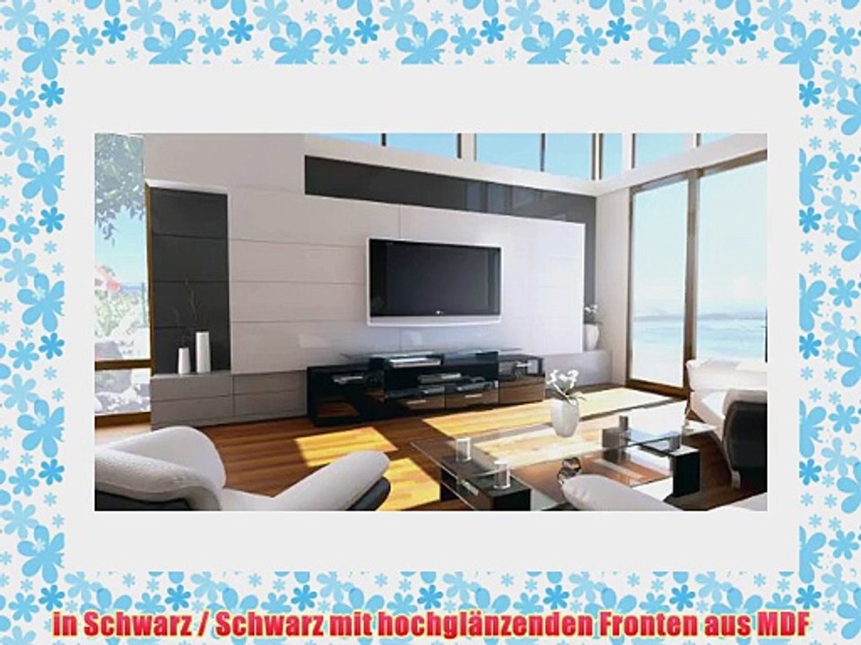 TV Board Lowboard Almada V2 in Schwarz / Schwarz Hochglanz