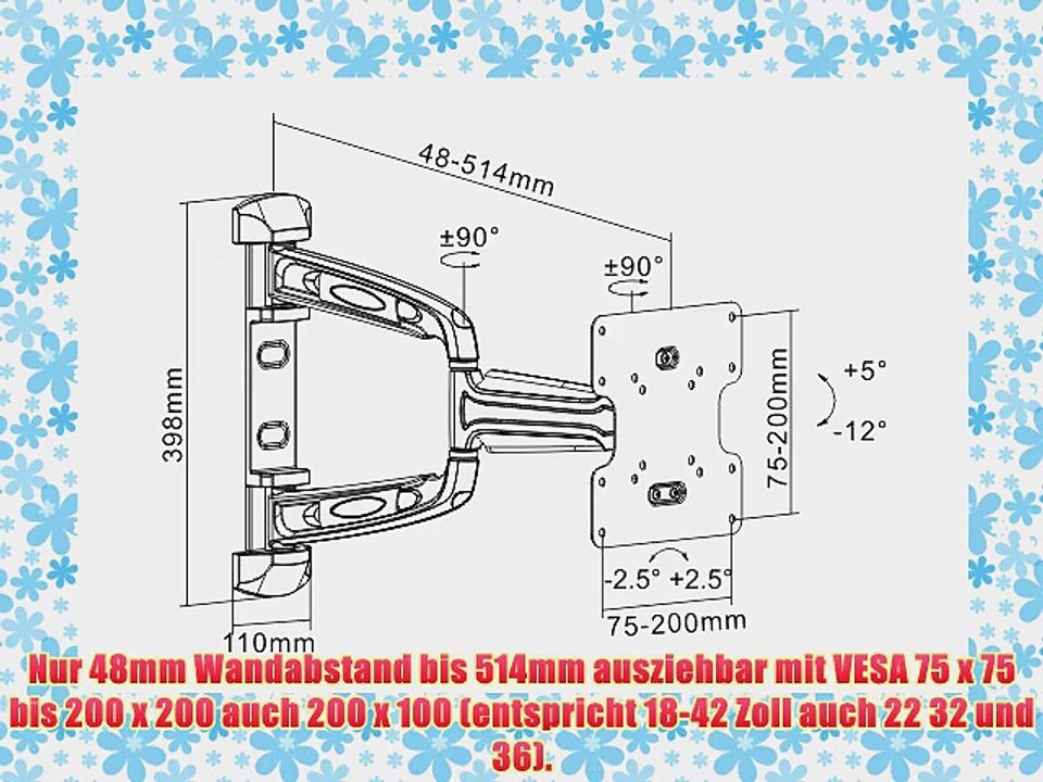 St?rch Vollbewegliche Double-Flex-200 TV Wandhalterung mit 48 bis 514 mm Wandabstand und 35Kg