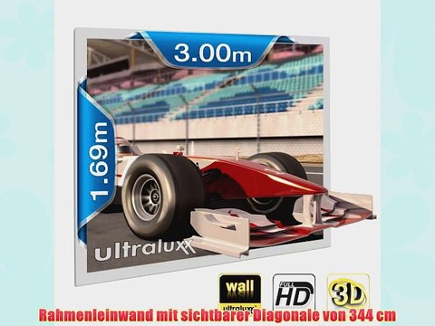 300 x 169 cm (344 cm Diagonale) Profi Rahmenleinwand von ULTRALUXX ? - Beamerleinwand im 16:9