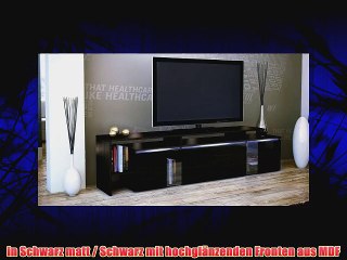 TV Board Lowboard Lissabon in Schwarz / Schwarz Hochglanz