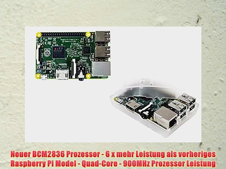 Starter 8er Set : Raspberry Pi 2 Model B / 2A Netzteil 2000 mA / transparentes Geh?use / Wifi