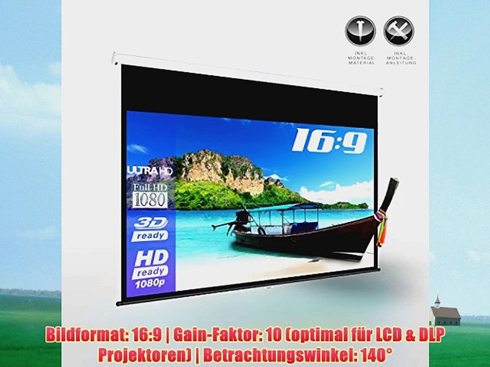 eSmart Germany Rollo Leinwand MIROLO | Gesamtbreite 283cm | Darstellungsfl?che 266cm x 149cm