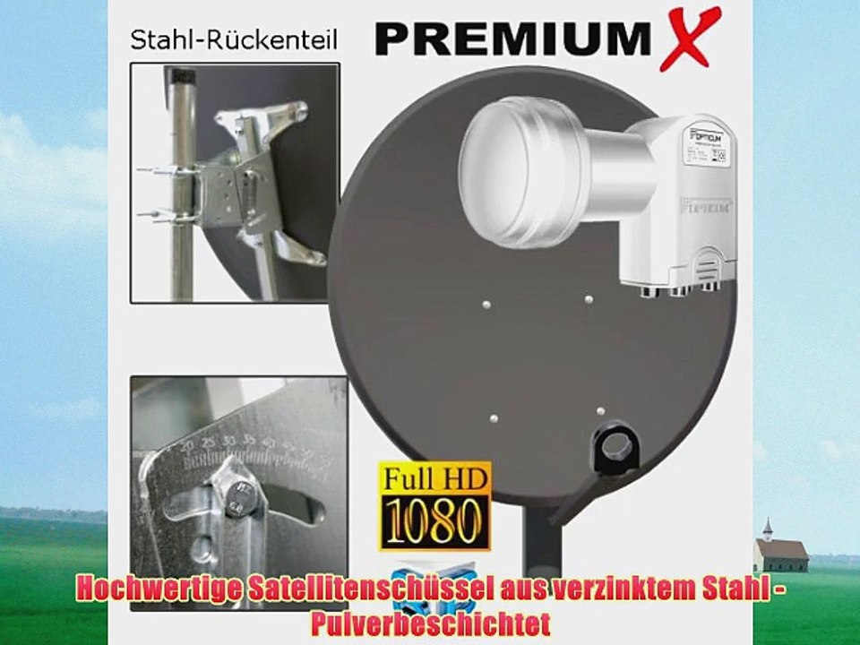 100cm SAT ANTENNE   Quad 01dB LNB FULLHD OPTICUM SCH?SSEL Spiegel in Anthrazit 3D HDTV NEU