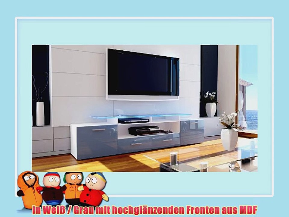 TV Board Lowboard Almada V2 in Wei? / Grau Hochglanz