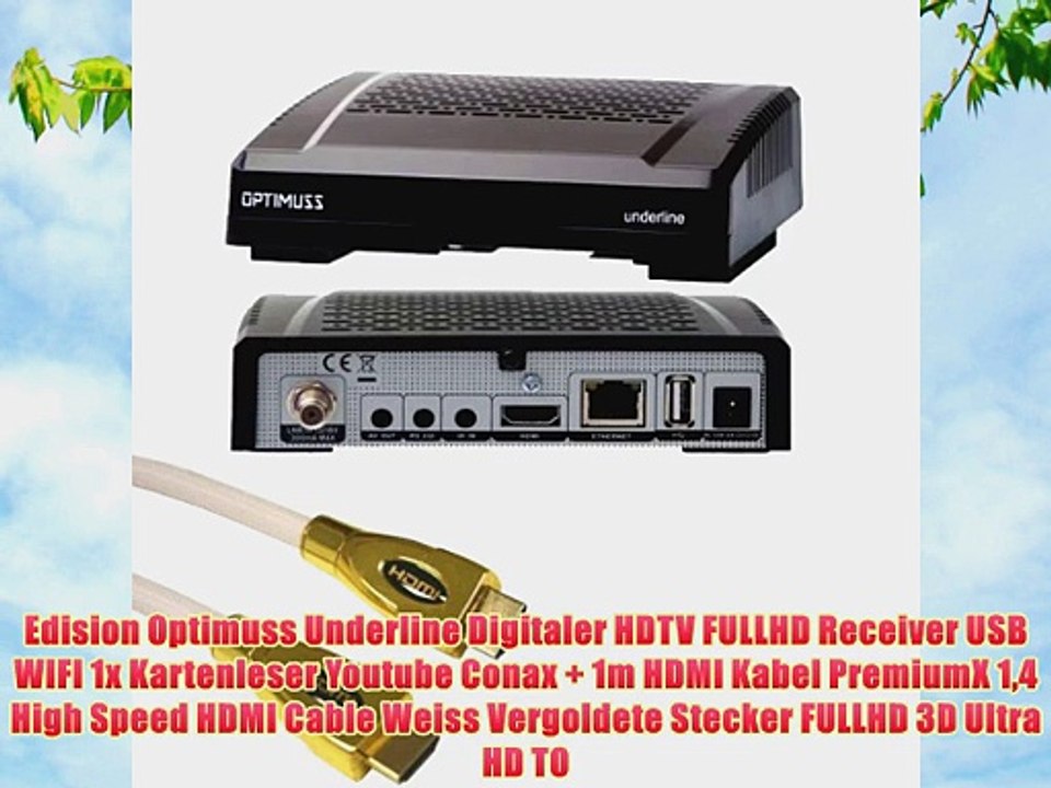 Edision Optimuss Underline Digitaler HDTV FULLHD Receiver USB WIFI 1x Kartenleser Youtube Conax