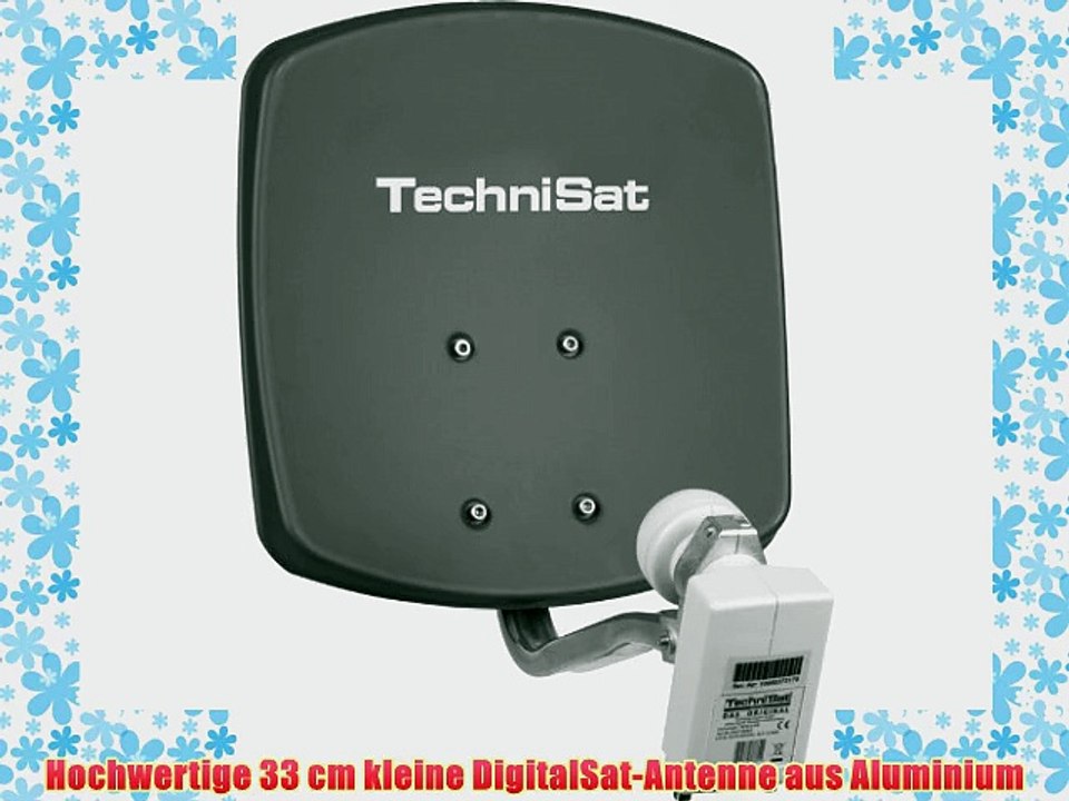 TechniSat DigiDish 33 SAT-Offset-Spiegel mit Wandhalterung und Universal-Twin-LNB grau
