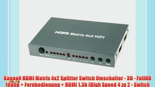 KanaaN HDMI Matrix 4x2 Splitter Switch Umschalter - 3D - FullHD 1080p   Fernbedienung   HDMI