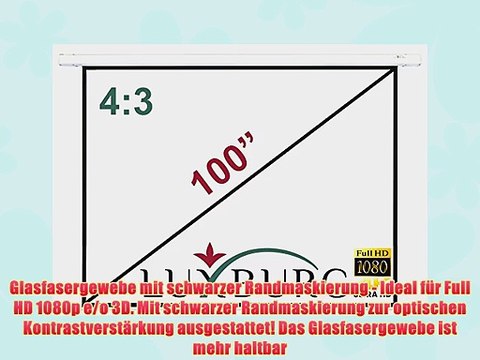 Luxburg? 100 203x152 cm Full HD 3D Motor-Leinwand Beamer Projektionsleinwand mit Funkfernbedingung