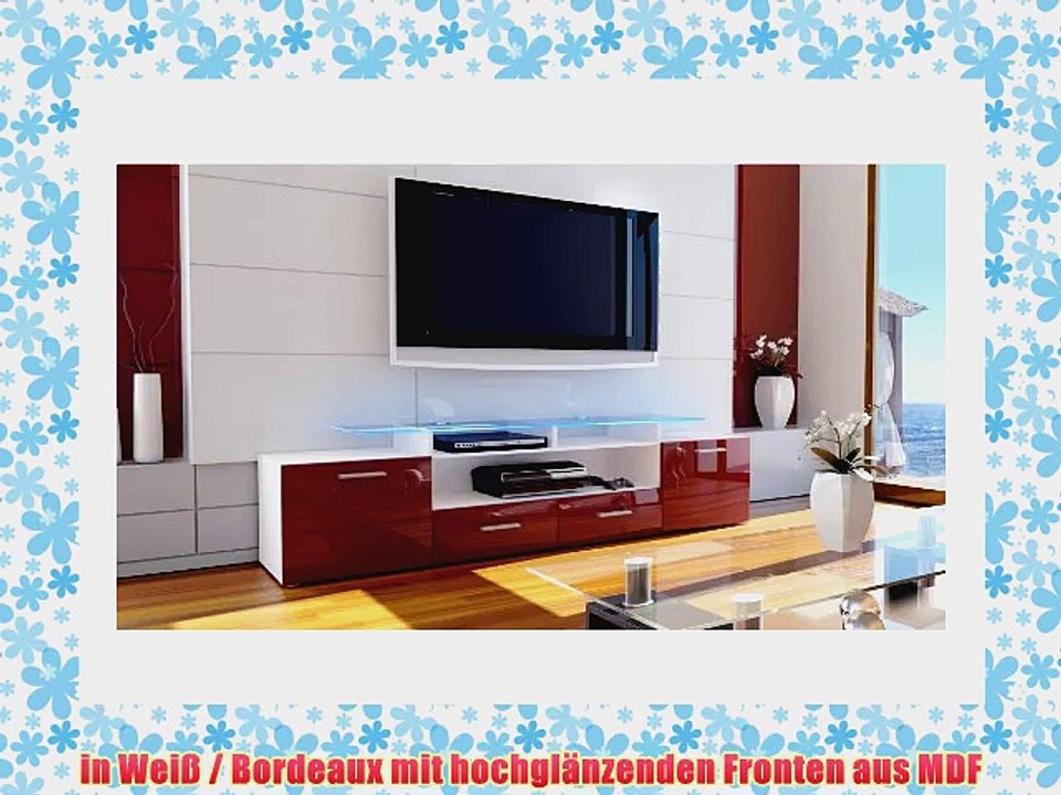 TV Board Lowboard Almada V2 in Wei? / Bordeaux Hochglanz
