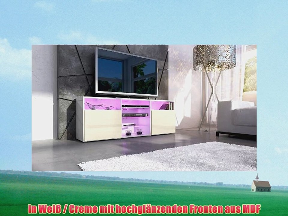 TV Board Lowboard Granada in Wei? / Creme Hochglanz