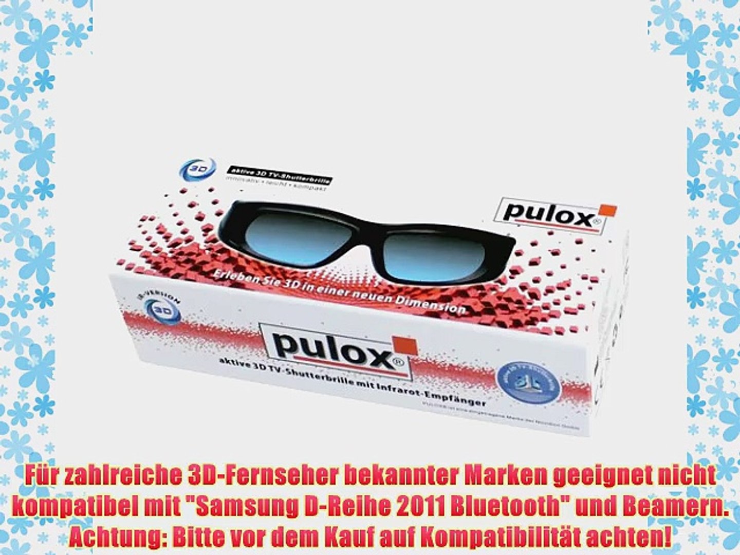 2x 3D Shutterbrille N05IR - Universal 3D Active Shutter 3D Brille mit  Infrarot von PULOX passend - video Dailymotion