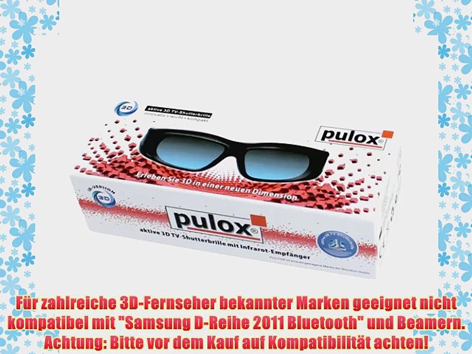 2x 3D Shutterbrille N05IR - Universal 3D Active Shutter 3D Brille mit Infrarot von PULOX passend