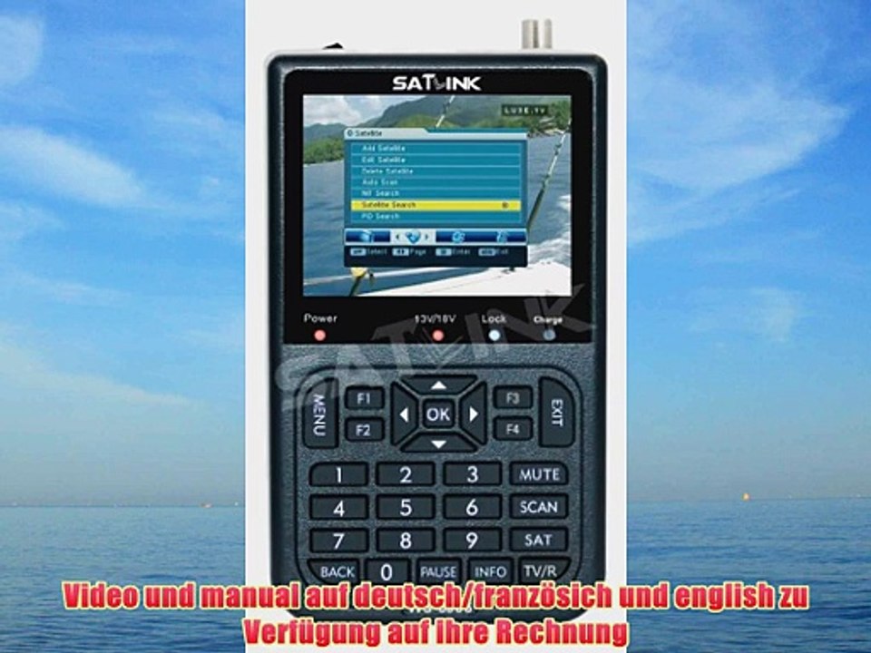 SATLINK WS 6906 Profi Satfinder DVB-S FTA TFT 89cm Sat Messger?t DVBS Digital [video und manual
