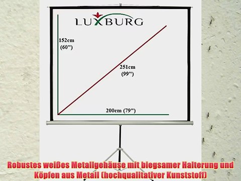 Luxburg? 100 203x152 cm Full HD 3D Manual Leinwand Beamer Projektionsleinwand mit Tripod Dreifu?