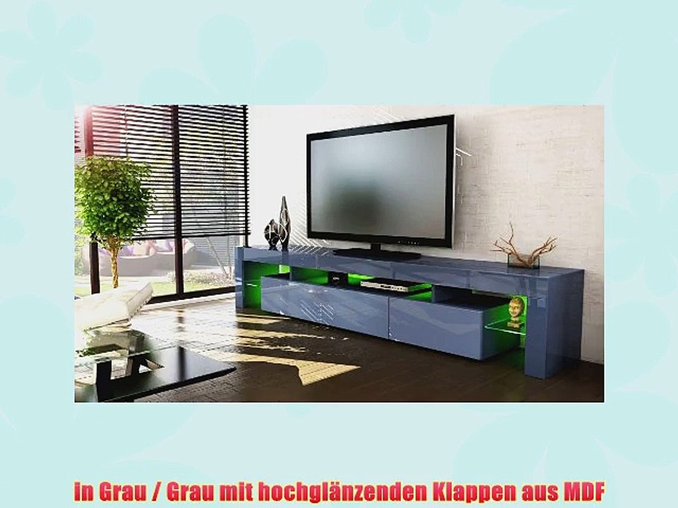 TV Board Lowboard Lima V2 in Grau / Grau Hochglanz
