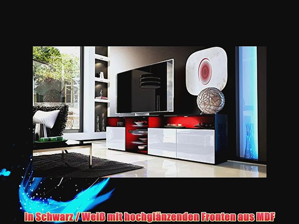 TV Board Lowboard Granada V2 in Schwarz / Wei? Hochglanz