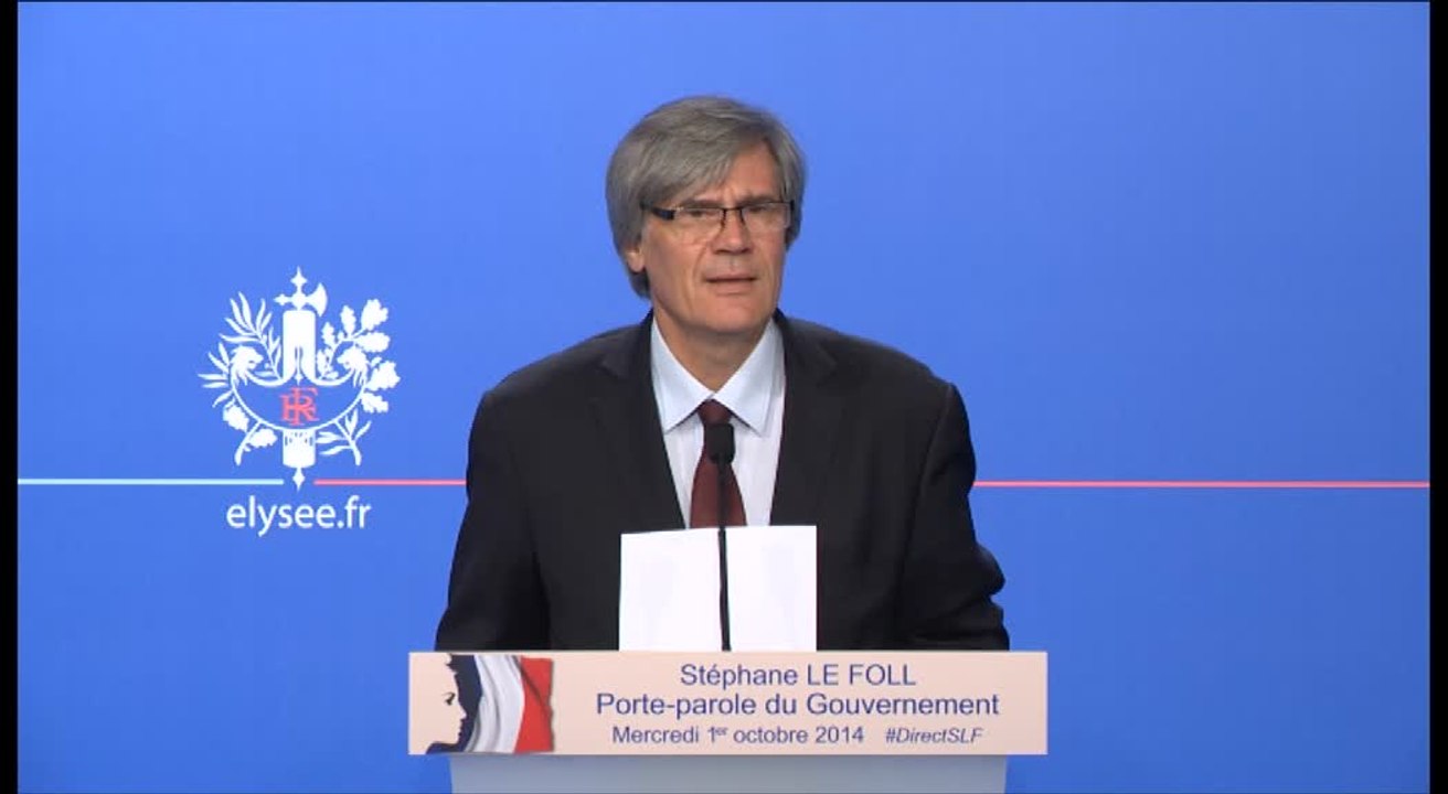 Compte rendu du Conseil des ministres du mercredi 1er octobre 2014