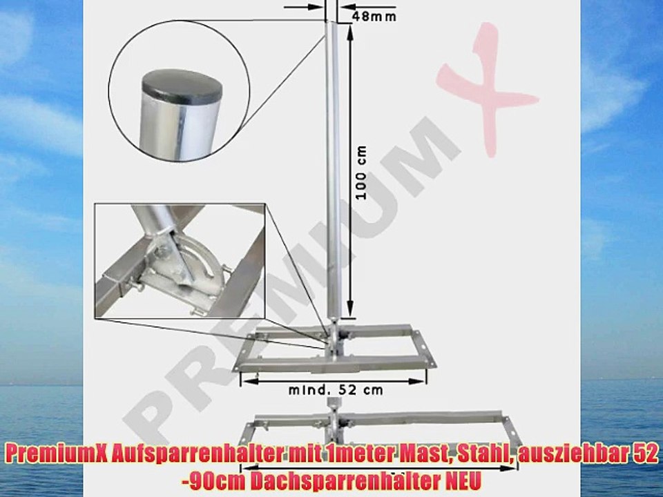 PremiumX Aufsparrenhalter mit 1meter Mast Stahl ausziehbar 52-90cm Dachsparrenhalter NEU
