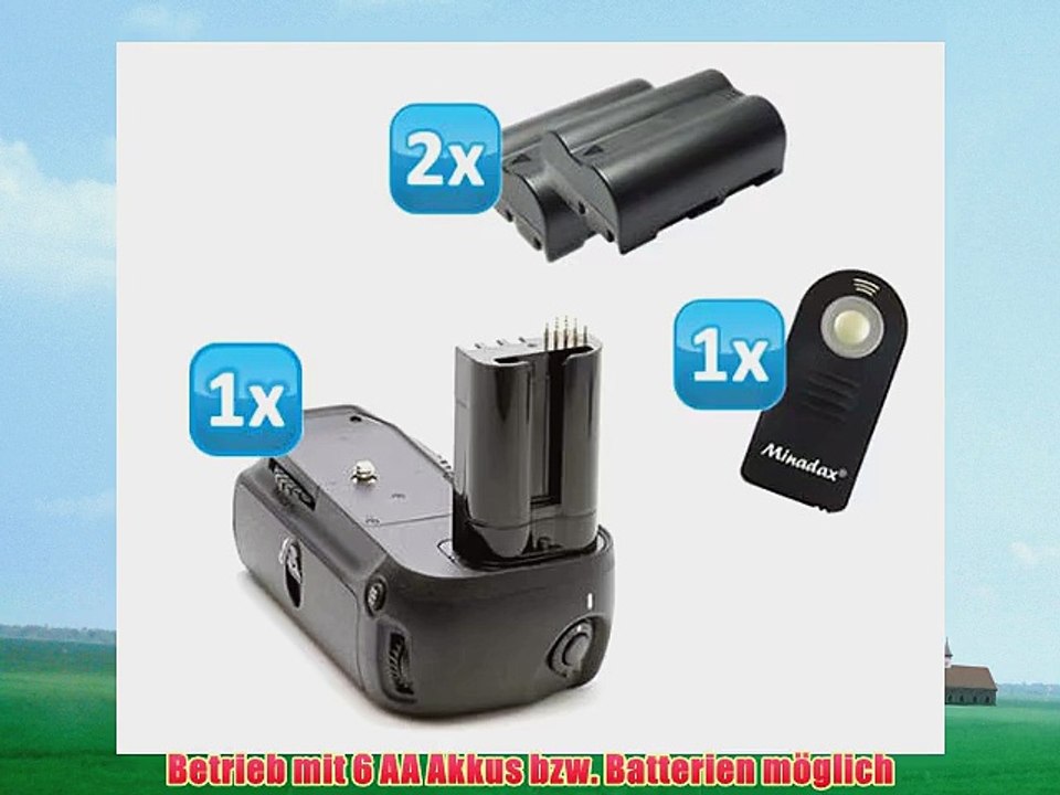 Minadax Profi Batteriegriff f?r Nikon D80 und D90 wie MB-D80   2x Akkus ?hnlich EN-EL3e   1x