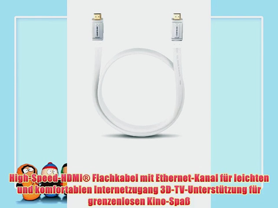 Oehlbach XXL? Made in White 75  High-Speed-HDMI?-Flachkabel mit Ethernet  wei?  0.75 m