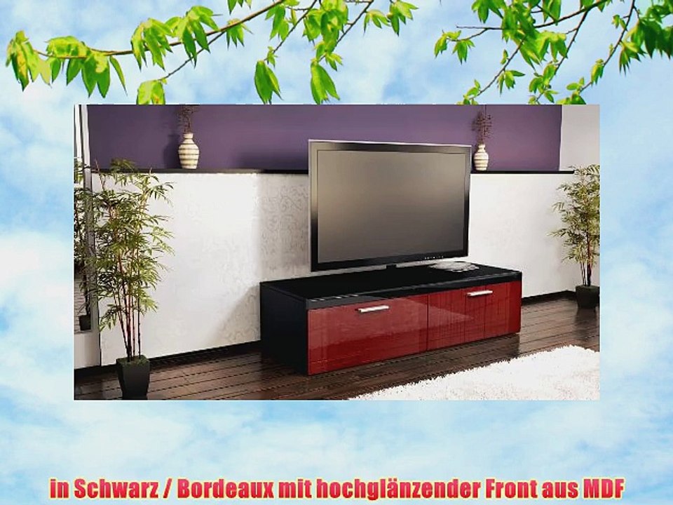 TV Board Lowboard Atlanta in Schwarz / Bordeaux Hochglanz