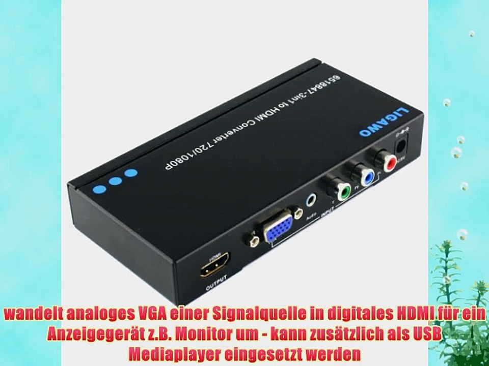 Ligawo ? Konverter VGA   YpbPr   USB zu HDMI aktiv mit Skalierung auf 720p/1080p   Fernbedienung
