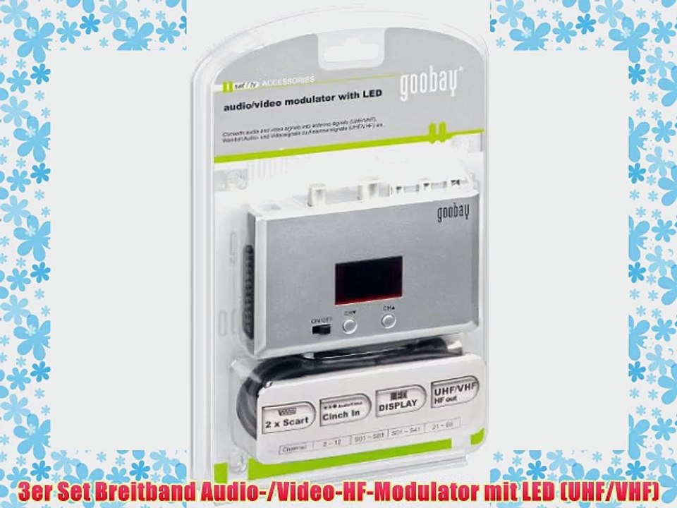 3er Set Breitband Audio-/Video-HF-Modulator mit LED (UHF/VHF)