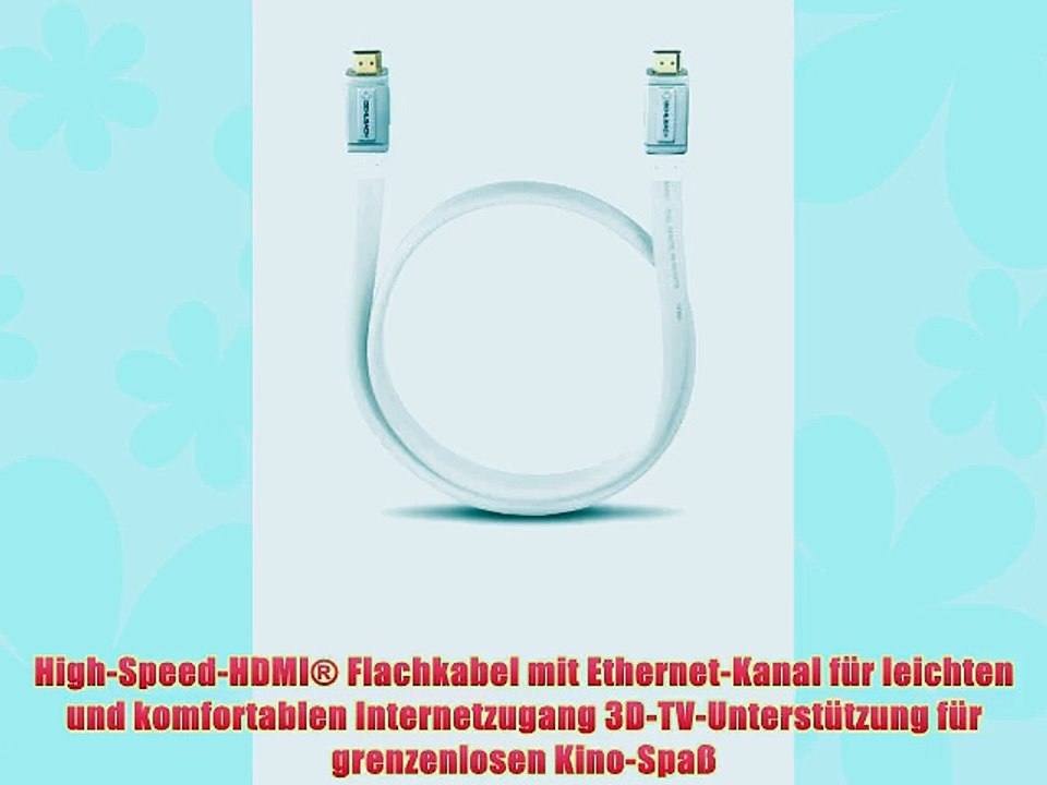 Oehlbach XXL? Made in White 510  High-Speed-HDMI?-Flachkabel mit Ethernet  wei?  5.10 m
