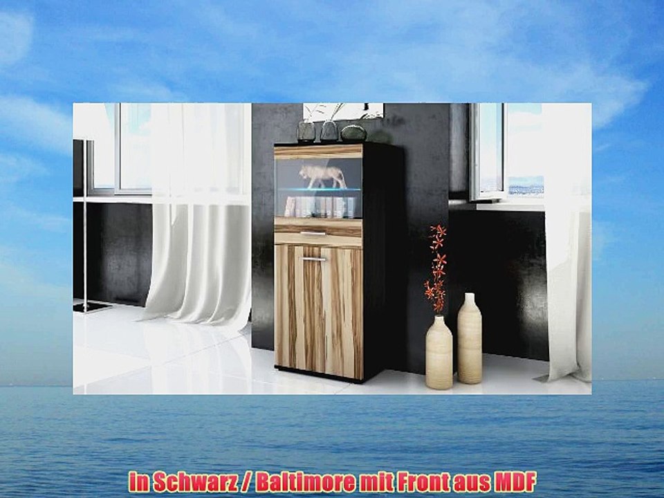 Standvitrine Hochschrank Almada in Schwarz / Baltimore