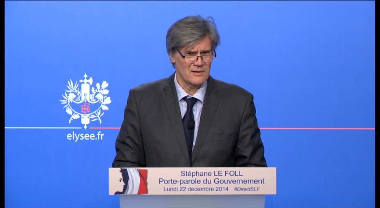 Compte rendu du Conseil des ministres du 22 décembre 2014