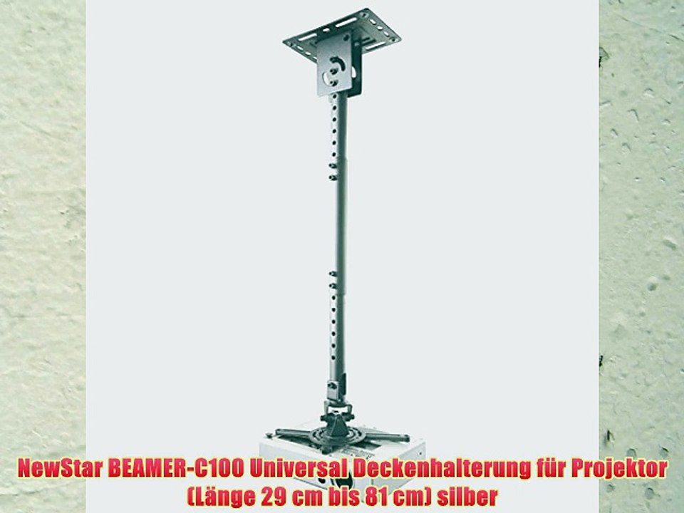 NewStar BEAMER-C100 Universal Deckenhalterung f?r Projektor (L?nge 29 cm bis 81 cm) silber