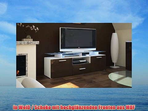 TV Board Lowboard Almada in Wei? / Schoko Hochglanz