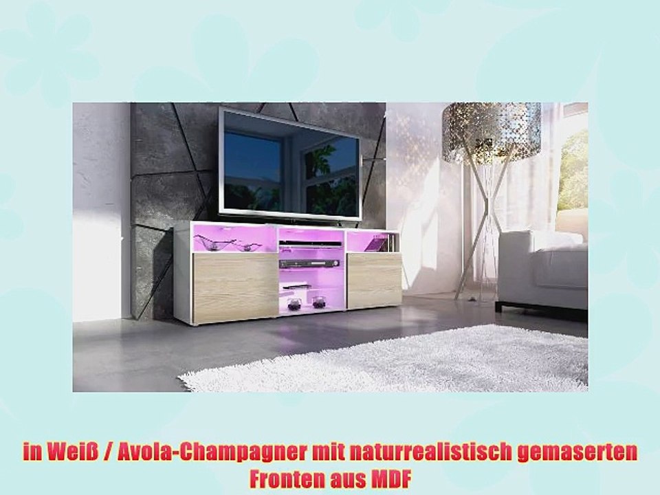 TV Board Lowboard Granada in Wei? / Avola-Champagner