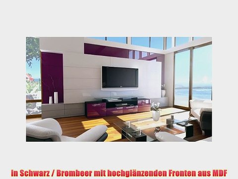 TV Board Lowboard Almada V2 in Schwarz / Brombeer Hochglanz