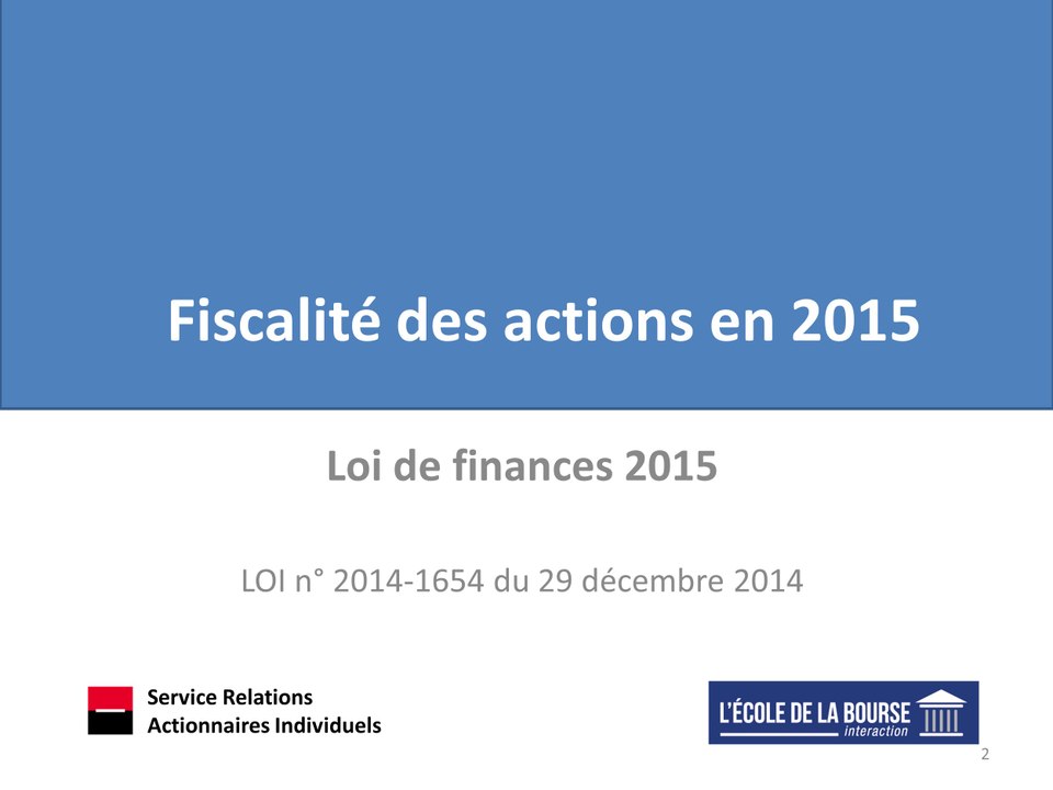Fiscalité des actions en 2015