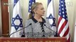 US Secretary of State Hillary Clinton meets Israeli PM Netanyahu for a press conference in Jerusalem.