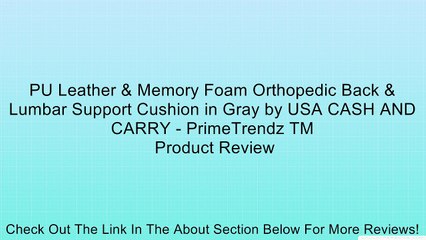 PU Leather & Memory Foam Orthopedic Back & Lumbar Support Cushion in Gray by USA CASH AND CARRY - PrimeTrendz TM Review