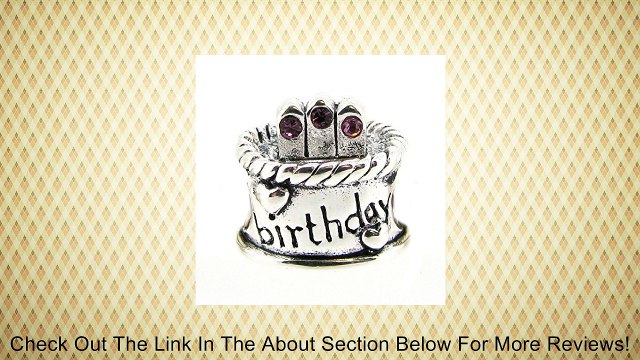 Sterling Silver Birthday Cake Amethyst CZ Crystal Feburary Birthstone Bead F/ European Charm Bracelets Review