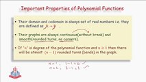 Important Properties of Polynomial functions