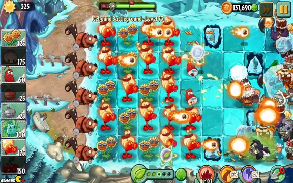 Plants vs Zombies 2 Level 75 Icebound Battleground! (Frostbite Caves Part 2)