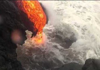 Rare Footage Shows Lava Hitting the Ocean