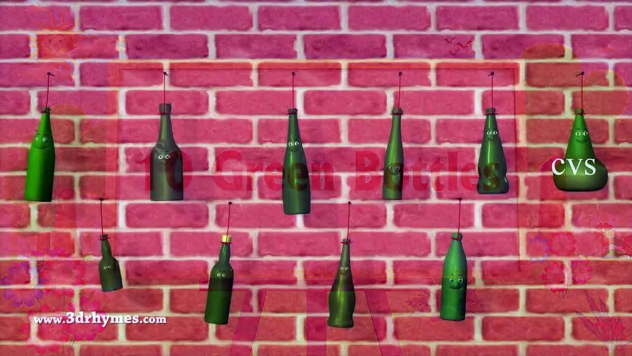 Ten Green Bottles Hanging on the Wall 3D Animation Nursery Rhyme for
