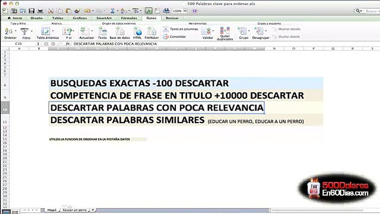 06.Cómo seleccionar las 30 palabras claves con la mayor relevancia, el mayor número de búsquedas